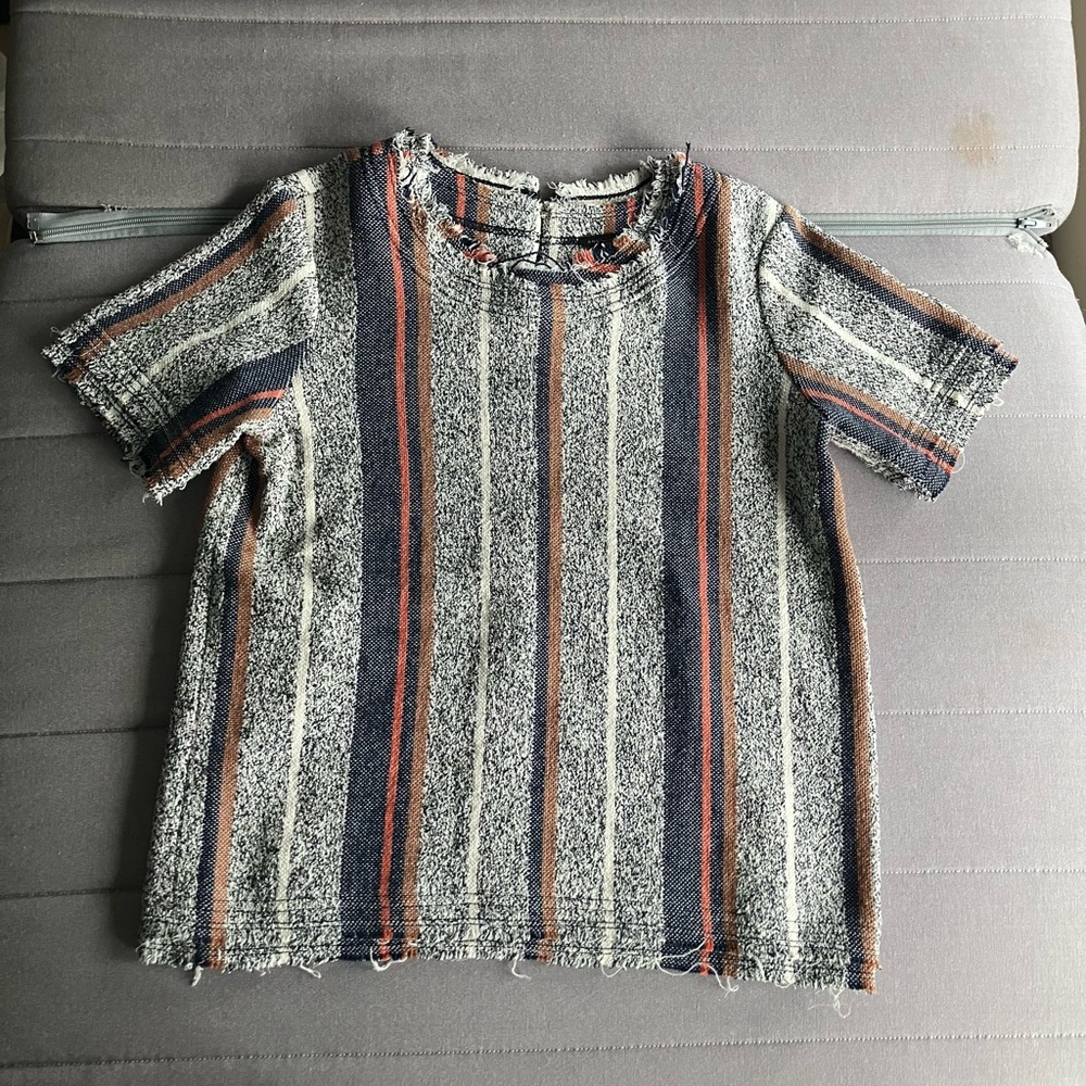 Striped Knit Short Sleeve Top
